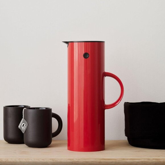 Vtg Stelton EM77 Mid Century Danish Erik Magnussen Red Vacuum Jug 1 Liter - Picture 1 of 11